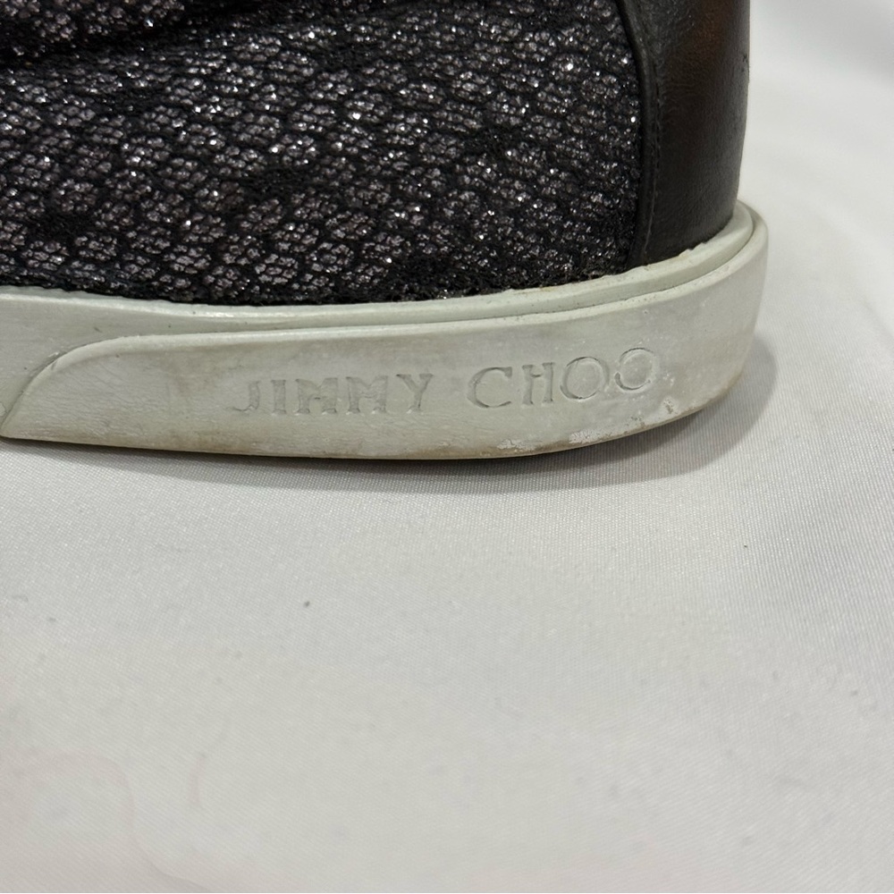 Jimmy Choo Glitter Black Slip On Sneakers 41 Luxury Casual Streetwear Statement - Picture 5 of 11
